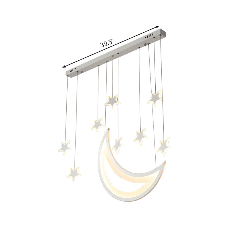 Modern Acrylic Led Ceiling Light With Moon And Stars Design - Perfect For Dining Room Kitchen