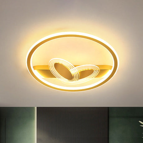 Modern Black/Gold Led Flush Mount Light With Acrylic Oval And Circle Design Gold