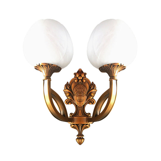 Tulip White Glass Wall Sconce - 1/2-Bulb Living Room Lighting Fixture