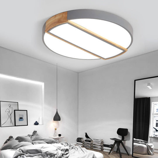 Nordic Circle Led Flush Mount Light - Acrylic Diffuser 12/16/19.5 Width Ceiling Lamp In