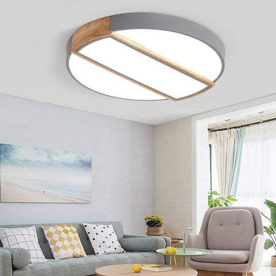Nordic Circle Led Flush Mount Light - Acrylic Diffuser 12’/16’/19.5’ Width Ceiling Lamp In