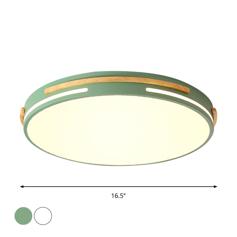 Simplicity Led Acrylic Flush Mount Light Fixture For Living Room - White/Green Round Design