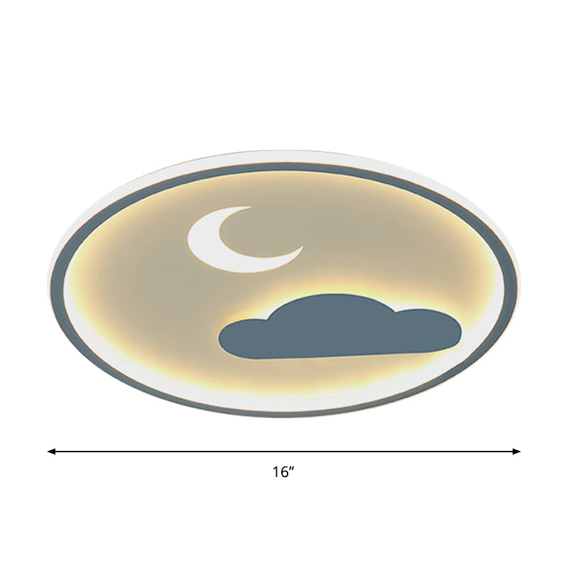 Simple Led Flush Light Fixture: Cloud & Crescent Acrylic Flushmount In Warm/White