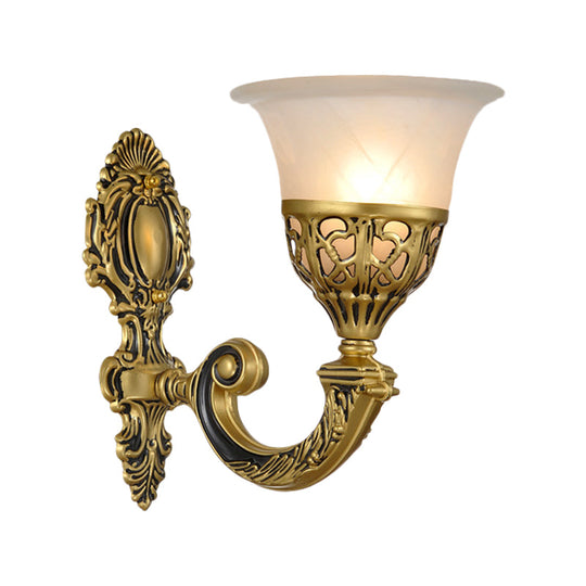 Frosted Glass Sconce Light Fixture - Classic Bronze Wall Mounted Lamp