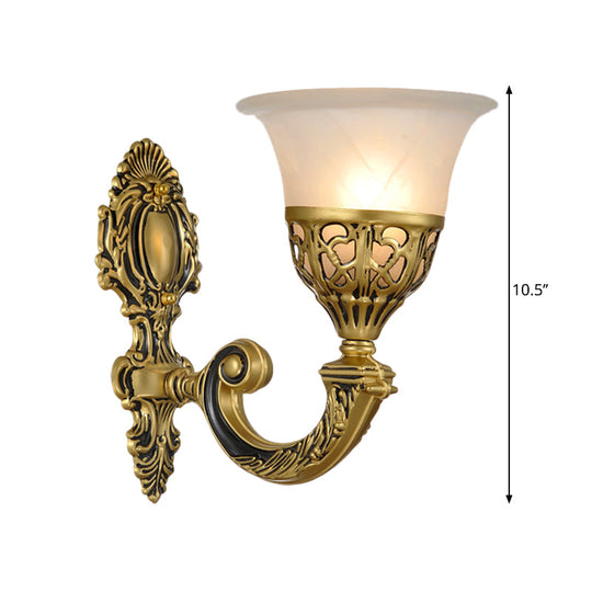 Frosted Glass Sconce Light Fixture - Classic Bronze Wall Mounted Lamp