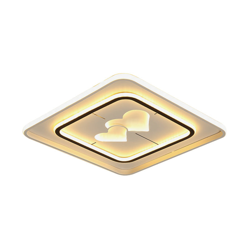 Modernist Led Flush Mount Lamp In White - Round/Square/Rectangle Design Warm/White Light