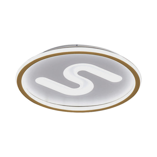 Contemporary S - Shaped Acrylic Ceiling Light Fixture - Black/Gold Led Flush Mount With Warm/White