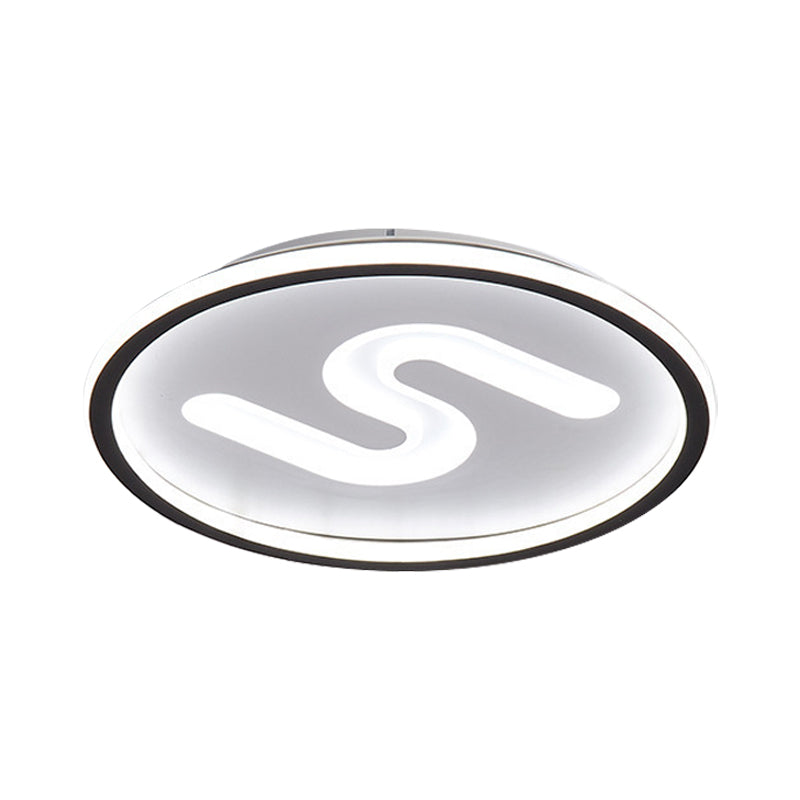 Contemporary S - Shaped Acrylic Ceiling Light Fixture - Black/Gold Led Flush Mount With Warm/White