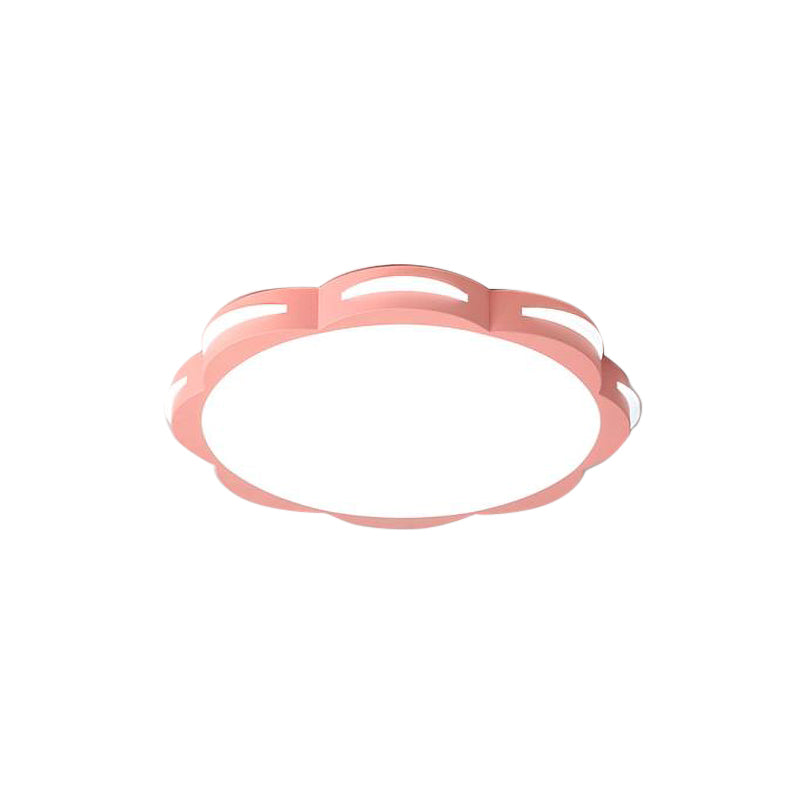 Flush Mount Macaron Led Ceiling Light With Acrylic Floral Shade - Ideal For Girls Bedroom