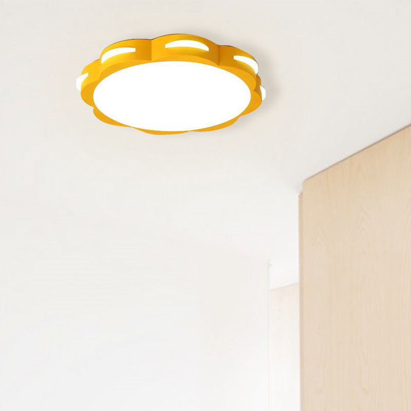 Flush Mount Macaron Led Ceiling Light With Acrylic Floral Shade - Ideal For Girls’ Bedroom