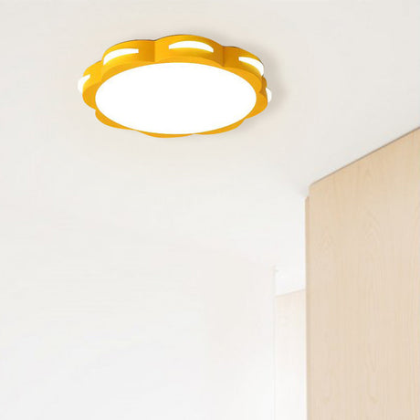 Flush Mount Macaron Led Ceiling Light With Acrylic Floral Shade - Ideal For Girls Bedroom