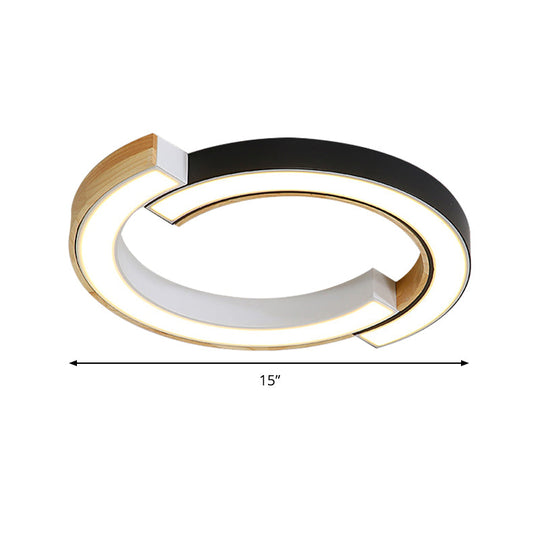 Contemporary Bedroom Ceiling Lamp - 2-Arch Bridge Design Acrylic Led Light 15/19 Width Black/White