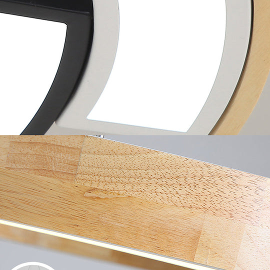 Contemporary Bedroom Ceiling Lamp - 2-Arch Bridge Design Acrylic Led Light 15/19 Width Black/White