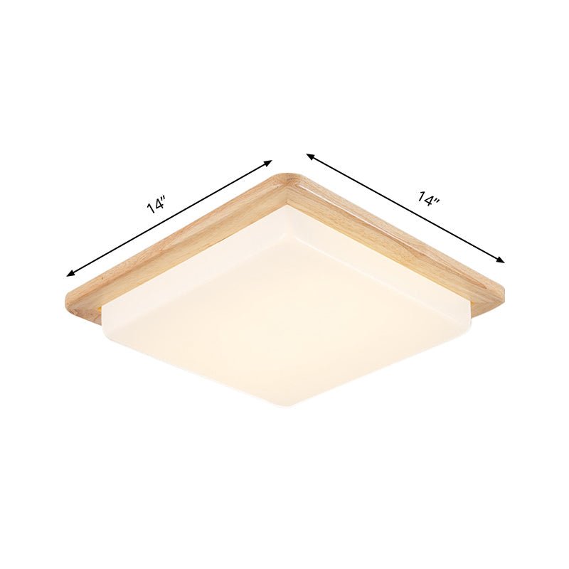 Japanese Style Square Ceiling Light Wood Led Flush Mount - Wide Range Selection (12.5/14/18/22)