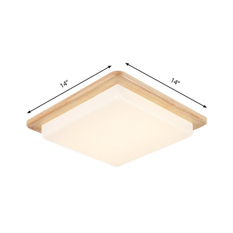 Japanese Style Square Ceiling Light Wood Led Flush Mount - Wide Range Selection (12.5/14/18/22)