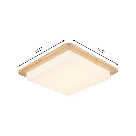 Japanese Style Square Ceiling Light Wood Led Flush Mount - Wide Range Selection (12.5/14/18/22)