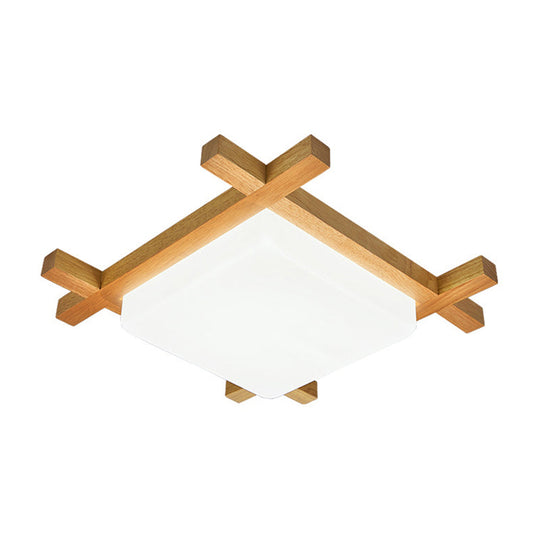 Modern Square Acrylic Wood Ceiling Lamp - White Led Flush Mount 15/19/23.5 Width Ideal For Bathroom