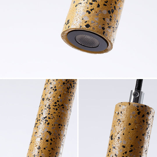 Nordic Cement Tube Pendant Light - 1 Yellow/Blue/Green 12’/21.5’H