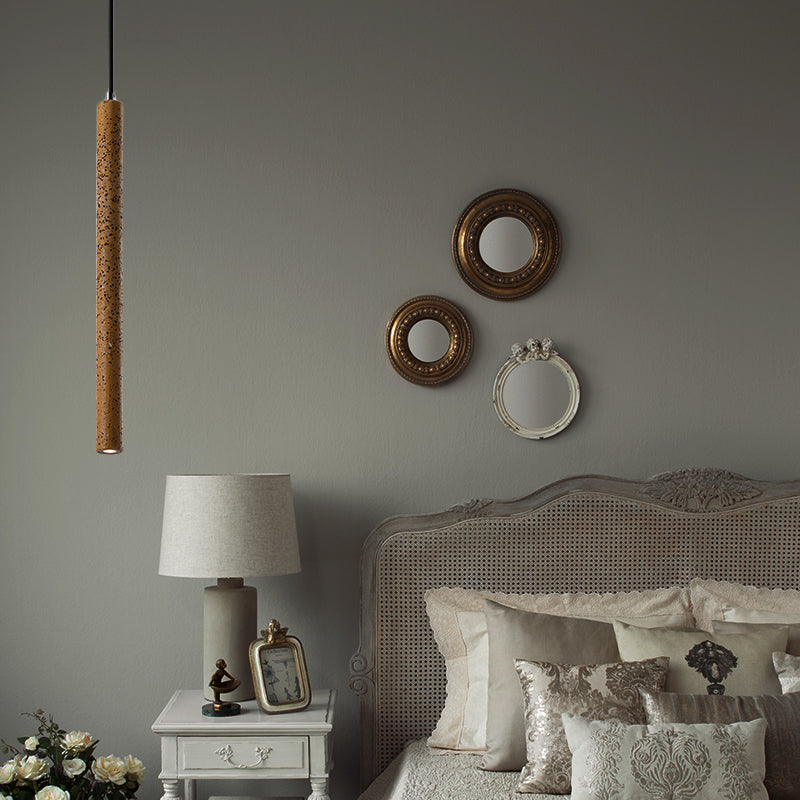 Nordic Cement Tube Pendant Light 1 Yellow/Blue/Green Hangs 12 Or 21.5H