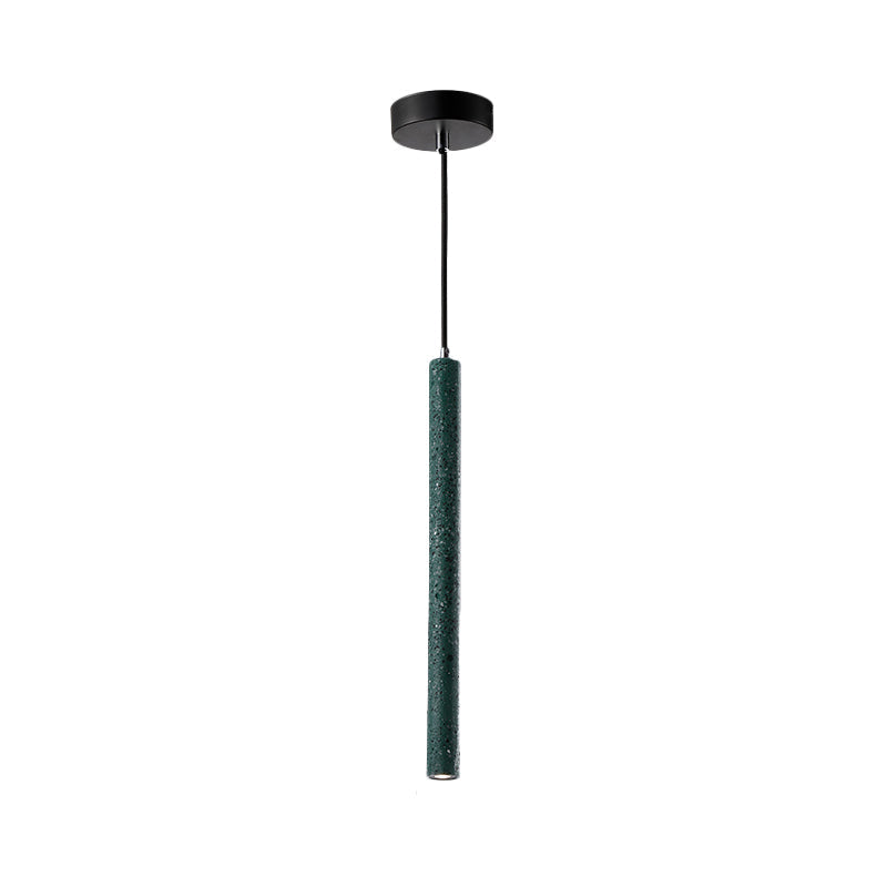 Nordic Cement Tube Pendant Light 1 Yellow/Blue/Green Hangs 12 Or 21.5H