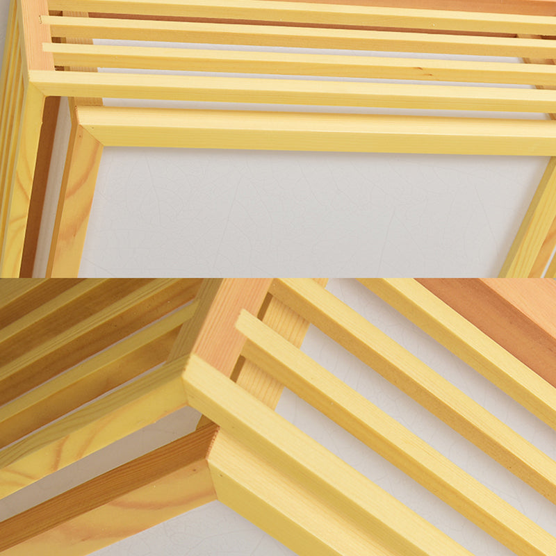 Japanese Beige Led Flush Ceiling Light With Acrylic Square Design - Warm/White And Wood Cage For
