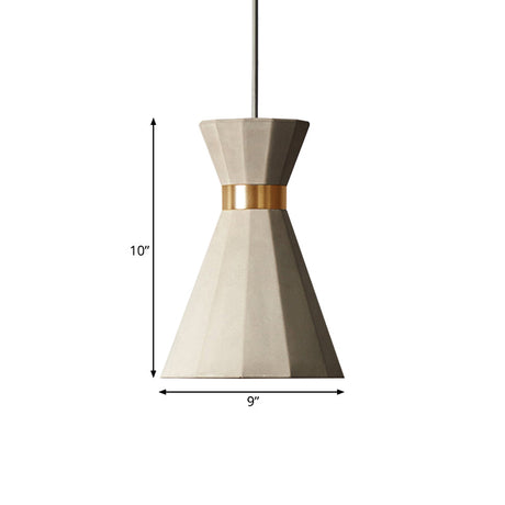 Nordic Cement Geometric Pendant Light Grey 1-Light 9/10 Wide