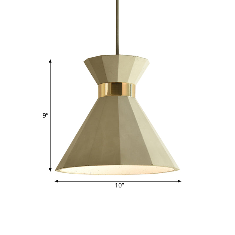 Nordic Cement Geometric Pendant Light Grey 1-Light 9/10 Wide