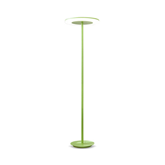 Macaron-Style Led Floor Lamp - Acrylic Disc Stand With Slender Pink/Yellow Stem: Warm/White Light