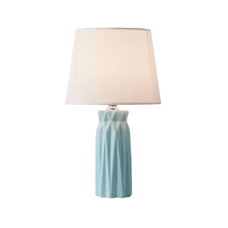 Ksora - Pink/Blue Fabric Cone Reading Light Modernism 1-Bulb Night Table Lamp With Ceramic Base