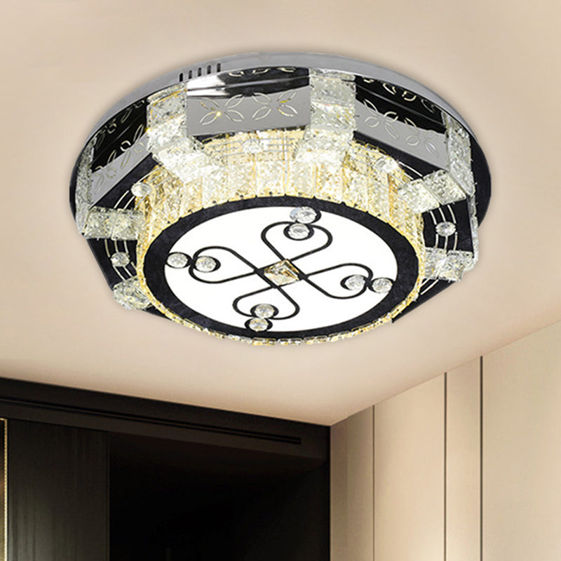 Modern Stainless - Steel Led Ceiling Light With Crystal Twisted/Oval Pattern Clear / B