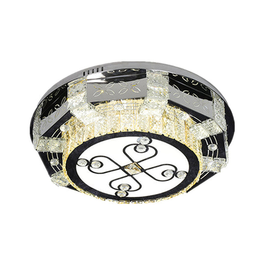 Modern Stainless - Steel Led Ceiling Light With Crystal Twisted/Oval Pattern