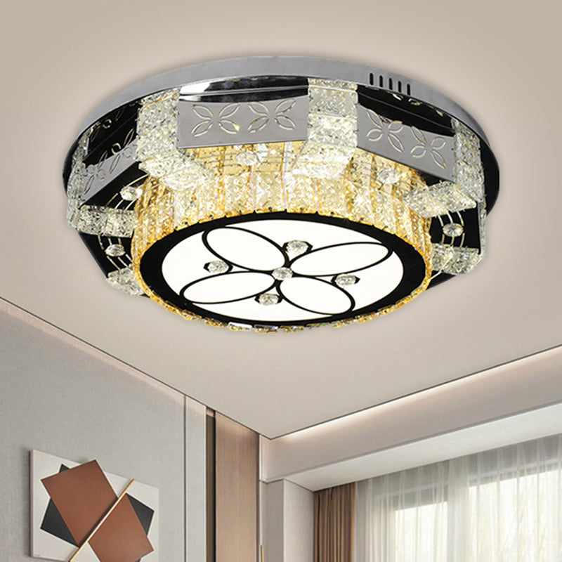 Modern Stainless - Steel Led Ceiling Light With Crystal Twisted/Oval Pattern