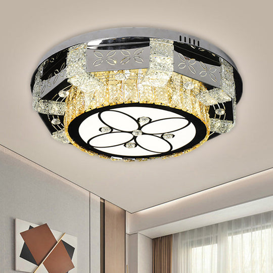 Modern Stainless - Steel Led Ceiling Light With Crystal Twisted/Oval Pattern