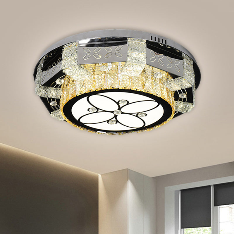 Modern Stainless - Steel Led Ceiling Light With Crystal Twisted/Oval Pattern
