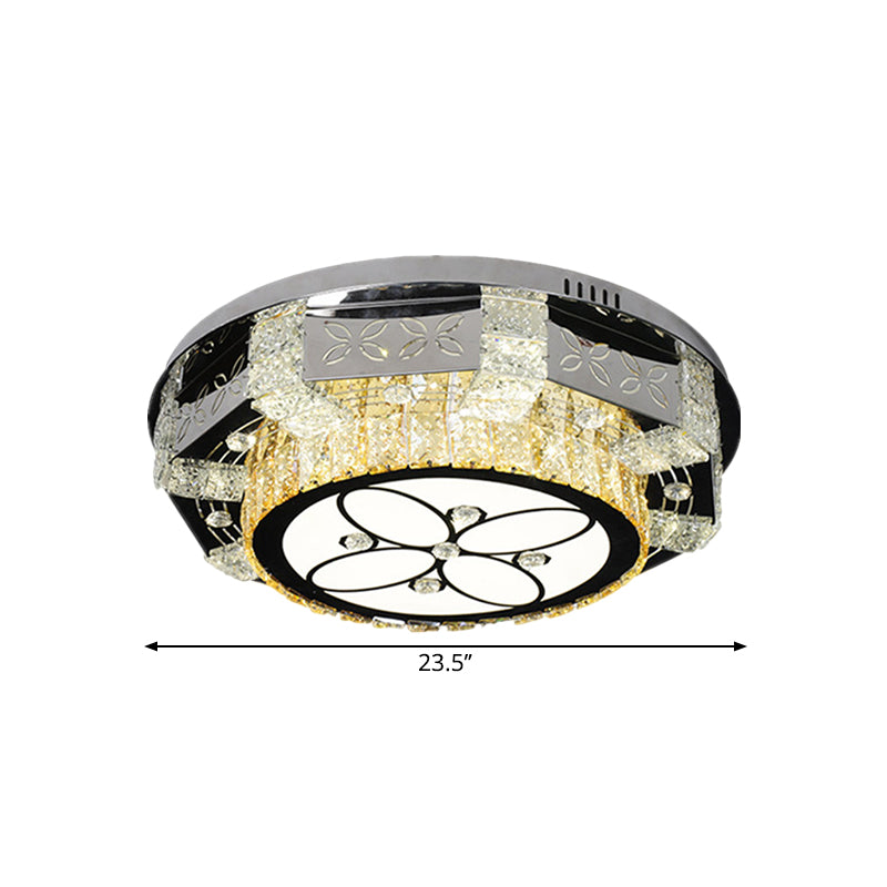 Modern Stainless - Steel Led Ceiling Light With Crystal Twisted/Oval Pattern