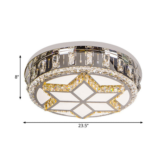 Minimalist Crystal Led Ceiling Light In Warm/White With Hand - Cut Circle Flush Mount