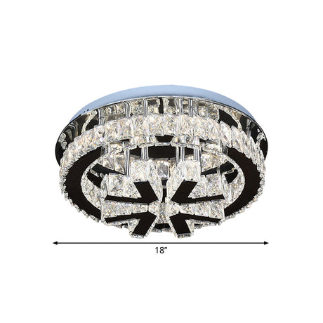 Modern Crystal Led Circle Ceiling Light For Bedrooms With V-Shaped Design