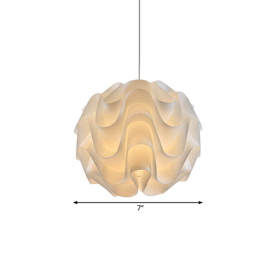 Simplicity Acrylic Single Light White Drop Pendant - Meringue Hanging Ceiling 7’/9’/12’ Wide