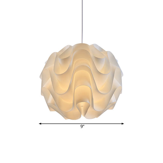 Acrylic Meringue Ceiling Light - Single White Pendant Simple & Stylish Design 7/9/12 Wide