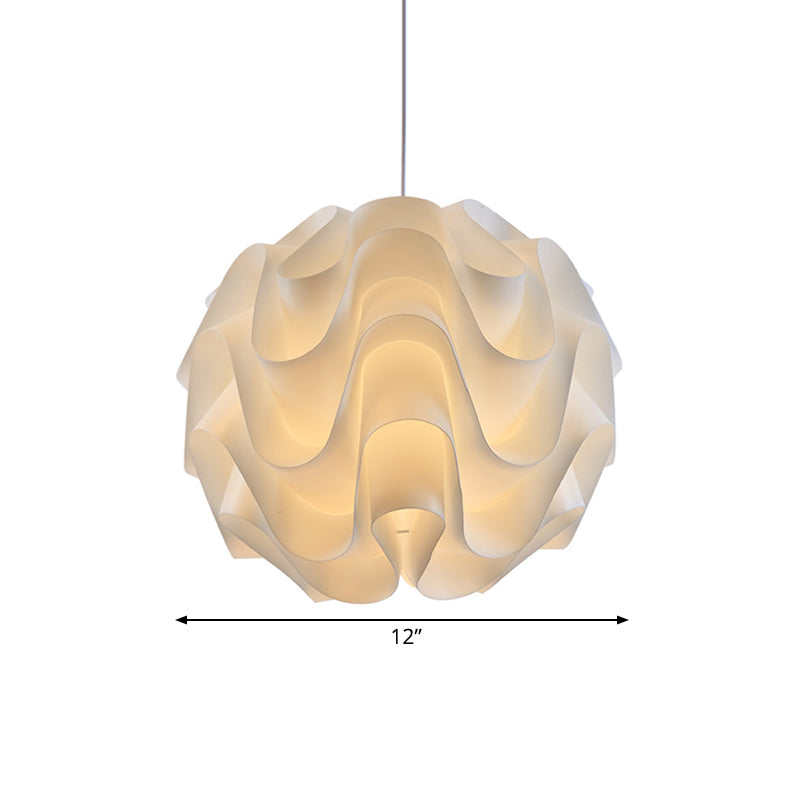 Acrylic Meringue Ceiling Light - Single White Pendant Simple & Stylish Design 7/9/12 Wide