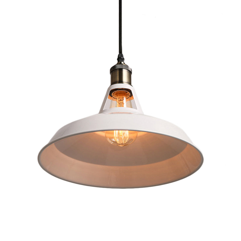 Modern Loft Style Barn Shade Pendant Ceiling Light 10.5’/12’/15’ W In Black/White For Dining