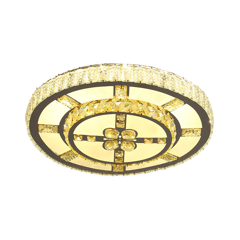 Stainless - Steel Led Flush Mount Ceiling Light With Clear Crystal Block Design