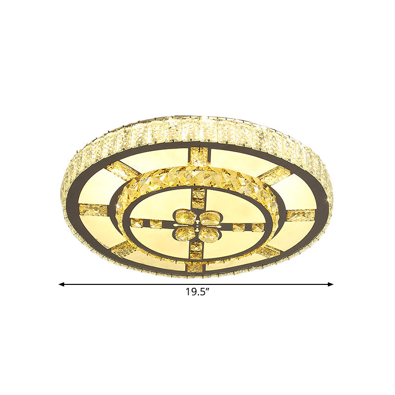 Stainless - Steel Led Flush Mount Ceiling Light With Clear Crystal Block Design