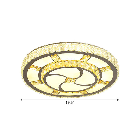 Stainless-Steel Led Flush Mount Ceiling Light With Clear Crystal Block Design