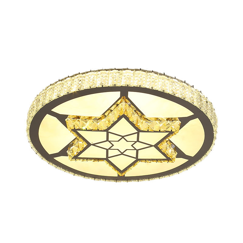 Stainless - Steel Led Flush Mount Ceiling Light With Clear Crystal Block Design