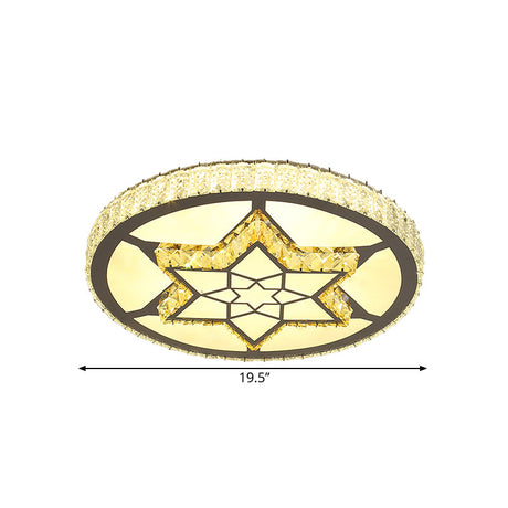 Stainless-Steel Led Flush Mount Ceiling Light With Clear Crystal Block Design