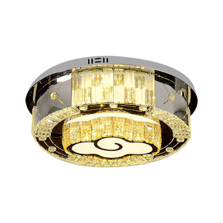 Stainless Steel Led Ceiling Lamp With Clear Crystal Design For Bedroom Flush Mount