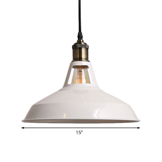 Modern Loft Style Barn Shade Pendant Ceiling Light 10.5’/12’/15’ W In Black/White For Dining