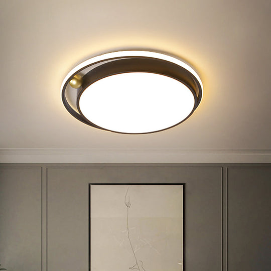 Nordic Round Acrylic Flush Mount Led Light Fixture - 16/19.5 Wide Black For Bedroom