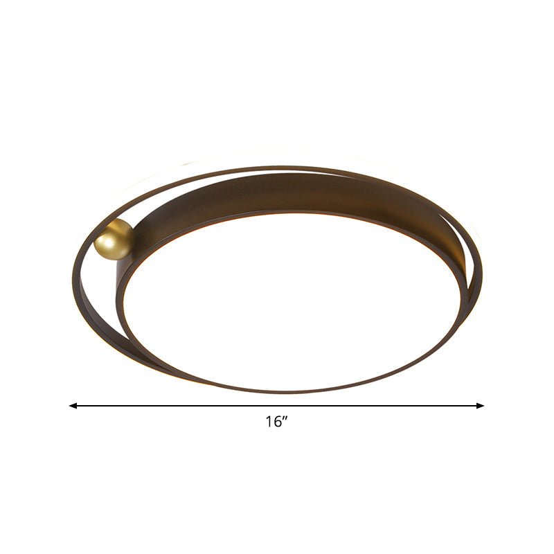 Nordic Round Acrylic Flush Mount Led Light Fixture - 16/19.5 Wide Black For Bedroom